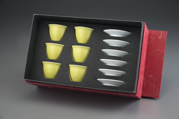 蘋果綠時尚巧紋6杯6拖禮盒組