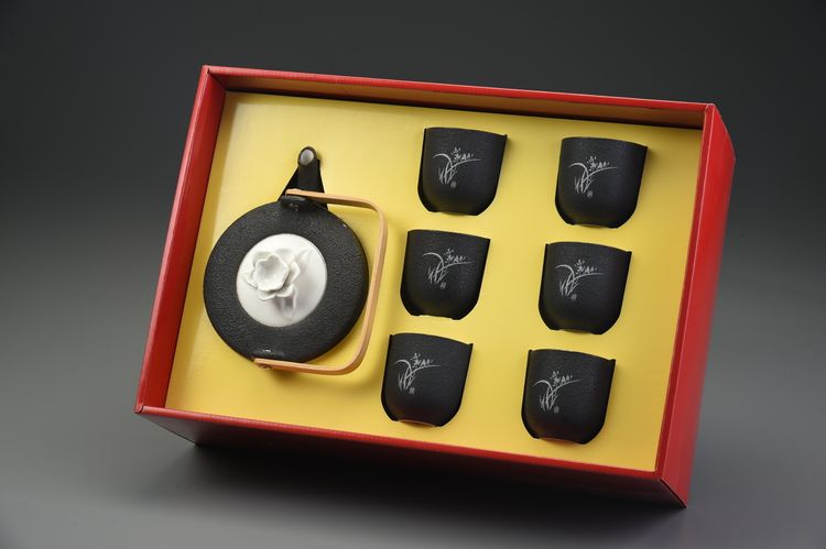 水墨蘭花質感黑玫瑰提樑7件組