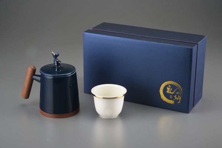 藍亮釉工匠4件式馬克杯(440cc)