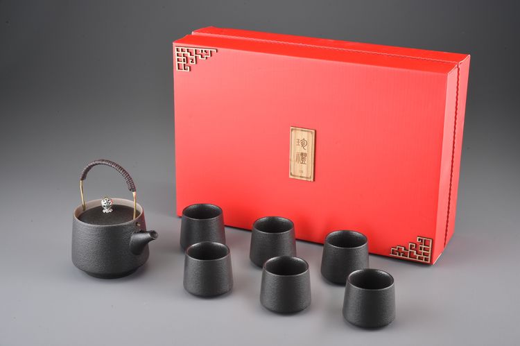 質感黑提樑壺6直筒大杯禮盒