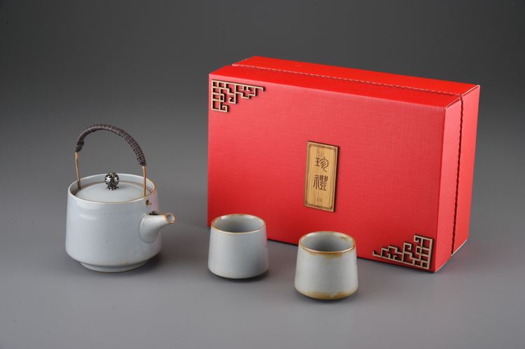 官窯青提樑壺2直筒大杯禮盒