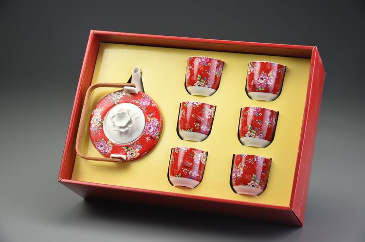 花團錦簇1玫瑰提梁壺6湯杯(盒裝)