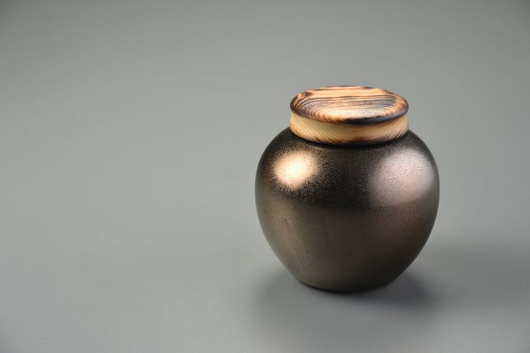 黃金釉玫瑰金木蓋1斤茶葉罐