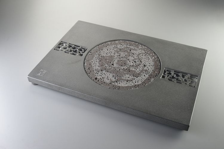 灰岩石加洞石藝術茶盤