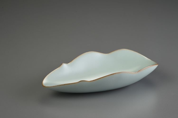 新天青荷葉型茶荷