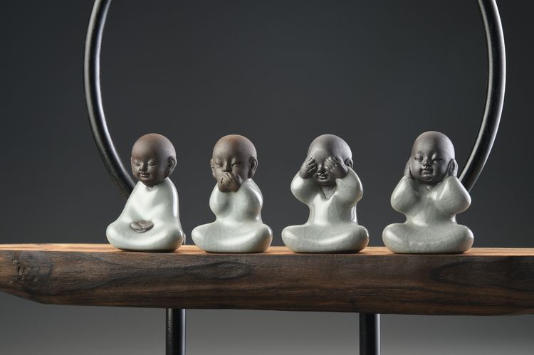 迷你四勿小沙彌茶寵