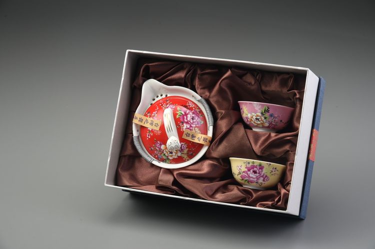 花團錦簇綁繩蓋碗2中反口杯(平裝)