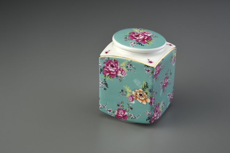 花團錦簇方型四兩罐(綠)