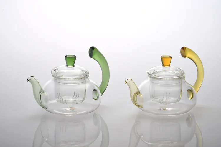 GL手工黃彎把茶壺/GL手工綠彎把茶壺(300cc)